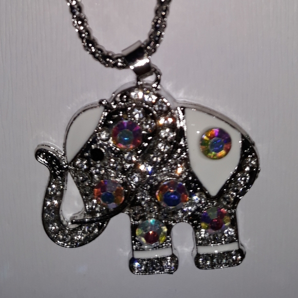 Elephant Necklace BlueTeal Silver CZ fashion post earring Fashion Kids Womens… - Picture 7 of 15